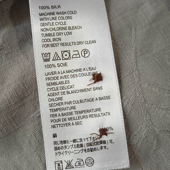 Tommy Bahama Men's Medium 100% Silk Taupe Embossed Short-Sleeved Hawaiian Shirt - Picture 10 of 13